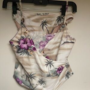 Tommy Bahama Cream and Purple Floral tankini combo